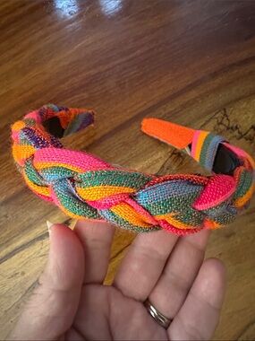 Braided Multicolor Women' and kids Fabric Headband - Pink, Orange & Green